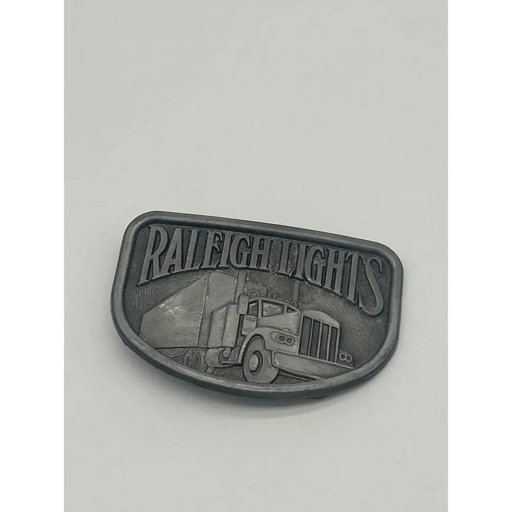 Raleigh Lights Semi Truck Belt Buckle Vintage Style Trucker Western